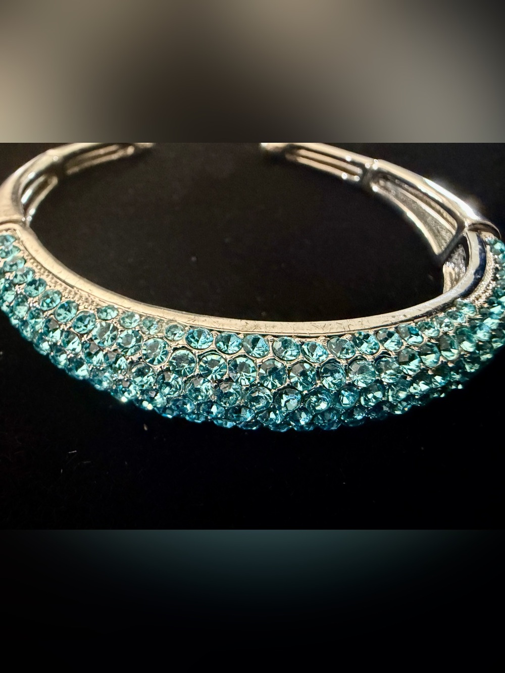 JOAN BOYCE SILVER-TONE PAVE CRYSTALS CUFF BRACELET